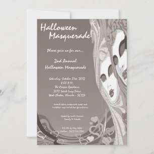 12x18 Gray Masquerade Halloween Kostümeinladung Einladung