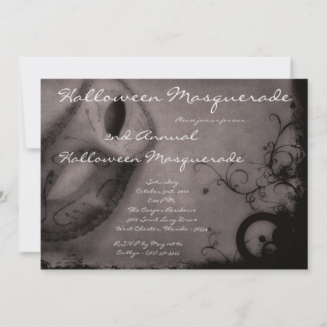 12x18 Gray Masquerade Halloween Kostümeinladung Einladung (Vorderseite)