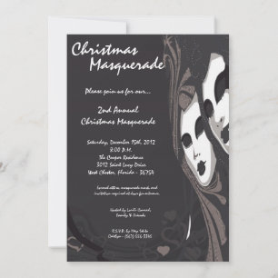 12x18 Gray Silver Masquerade Weihnachts-Einladung Einladung