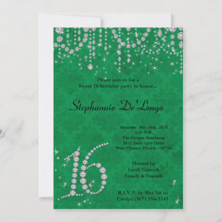 12x18 Green Diamond Sweet 16 Geburtstag Einladung