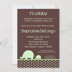 12x18 Green Neut Mod Elephant Babydusche Einladung