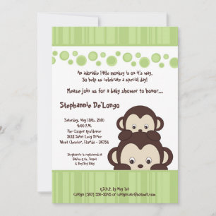 12x18 Green Pop Monkey Neutra Babydusche Einladung