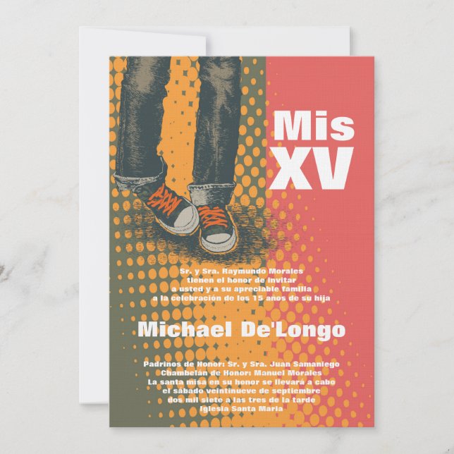 12x18 Grunge Sneaker Quinceanera Birthday Einladun Einladung (Vorderseite)