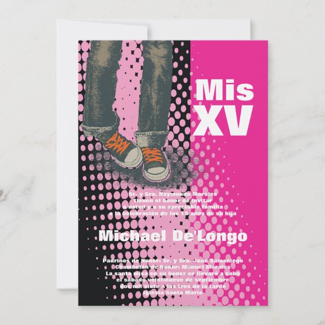 12x18 Grunge Sneaker Quinceanera Birthday Einladun Einladung (Vorderseite)