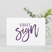 12x18 Guest Book Sign | Pinselkalligraphie (Plum)