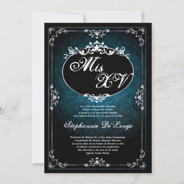12x18 hängende Ahle Quinceanera Einladung (Vorderseite)