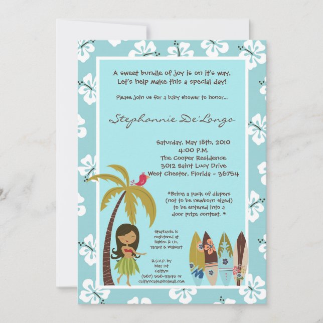 12x18 Hawaiian Luau Tropical Baby Dusche Einladung (Vorderseite)
