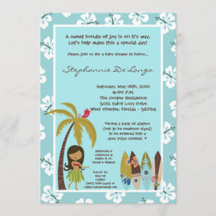 12x18 Hawaiian Luau Tropical Baby Dusche Einladung
