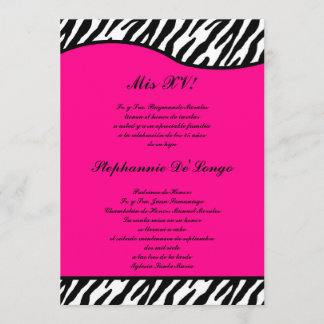 12x18 heißes RosaZebra Quinceanera Party laden ein Einladung