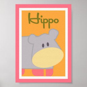 12x18 "Hippo" Jungle Safari Kinderbett Wand an Wan Poster