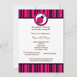 12x18 Hot Pink Lady Bug Geburtstagsparty Einladung