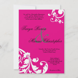 12x18 Hot Pink White Floral Linen Einladung Hochze