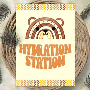 12x18 Hydratation Station Boho Woodland Bear Birth Poster