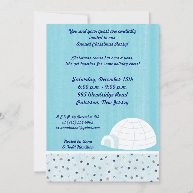 12x18 Icy Iglu Baby Blue Einladung (Vorderseite)