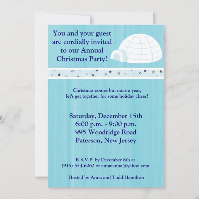 12x18 Icy Iglu Baby Blue Einladung (Vorderseite)
