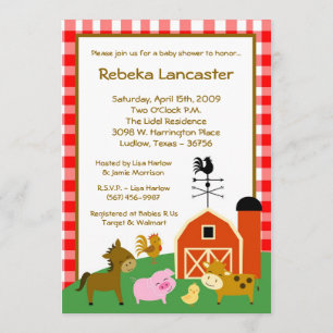 12x18 Invite - Farm Animals Kinderdusche Einladung