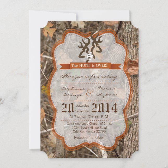 12x18 Jäger Hirsch Hochzeit Einladung (Vorderseite)