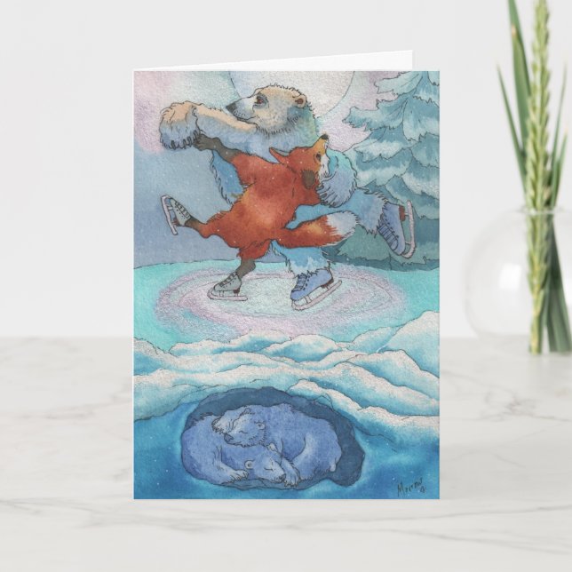 12x18 Karte-Bär, Fox-Während Sie das Schlafen Karte (Vorderseite)