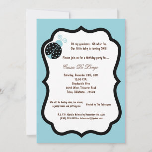12x18 Light Blue Lady Bug Geburtstagsparty Einladu Einladung