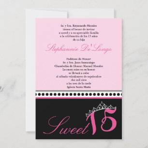 12x18 Light Pink Tiara Quinceanera Party Einladung