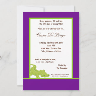 12x18 Lila Aligator Geburtstagsparty Einladung