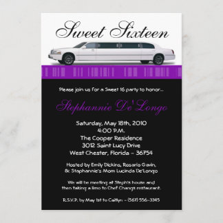 12x18 Lila Limo Süße 16 Geburtstagseinladung Einladung