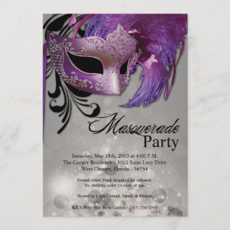 12x18 lila Maskerade-Bonbon 16 Einladung