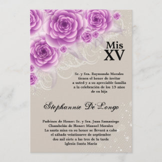 12x18 Lila Rose Quinceanera Geburtstag Einladung