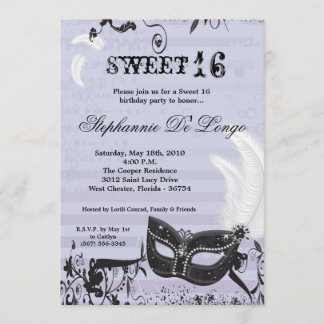 12x18 Lilac Masquerade Sweet 16 Geburtstag Einladu Einladung