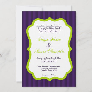 12x18 Lime Green & Lila Linen Hochzeitseinladung Einladung