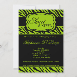 12x18 Limon Zebra Print Geburtstagsparty Einladung