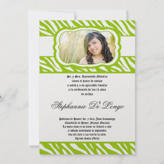 12x18 Limon Zebra Print Patter Quinceanera Einladu Einladung