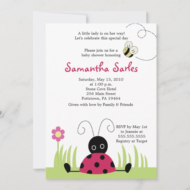 12x18 Little Ladybug Spring Baby Dusche Einladung (Vorderseite)