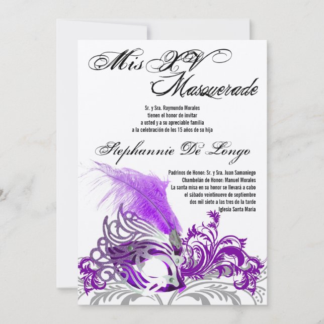 12x18 Masquerade Quinceanera Birthday Einladung (Vorderseite)