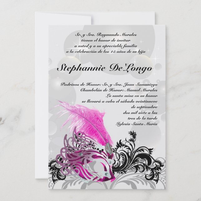 12x18 Masquerade Quinceanera Birthday Einladung (Vorderseite)