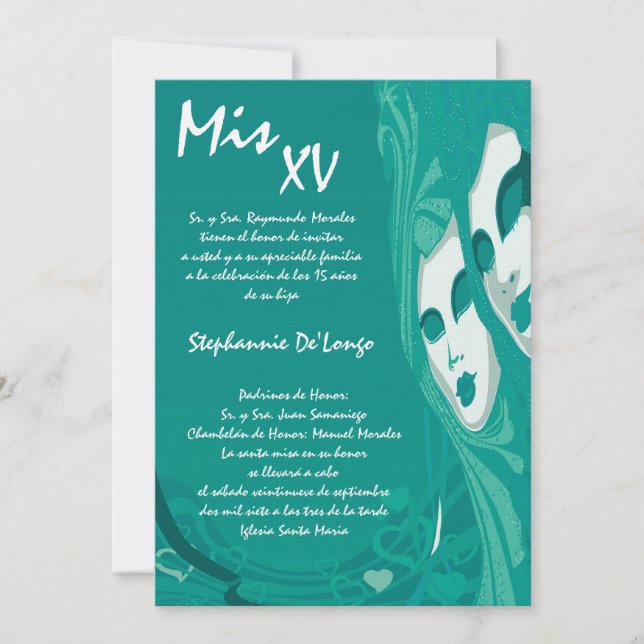 12x18 Masquerade Quinceanera Birthday Einladung (Vorderseite)