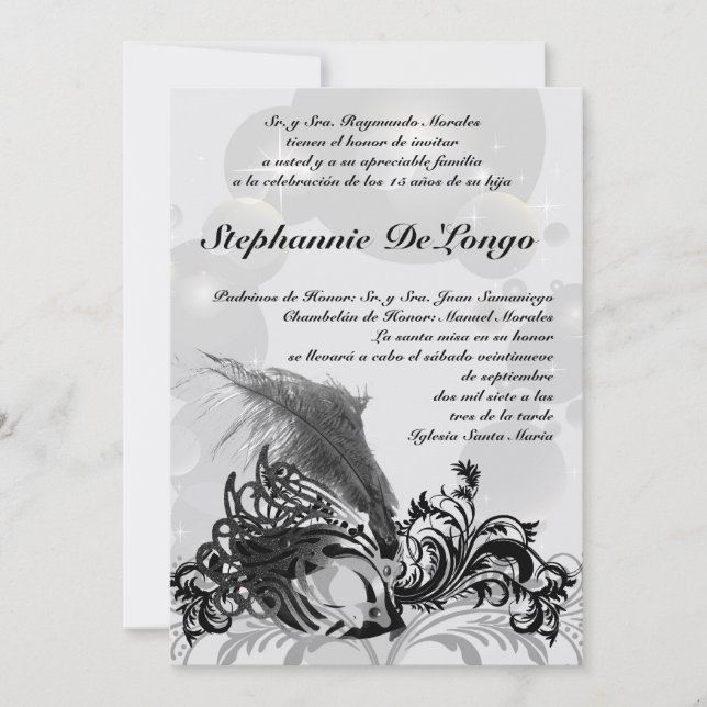 12x18 Masquerade Quinceanera Birthday Einladung (Vorderseite)