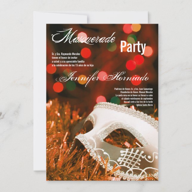 12x18 Masquerade Quinceanera Birthday Einladung (Vorderseite)