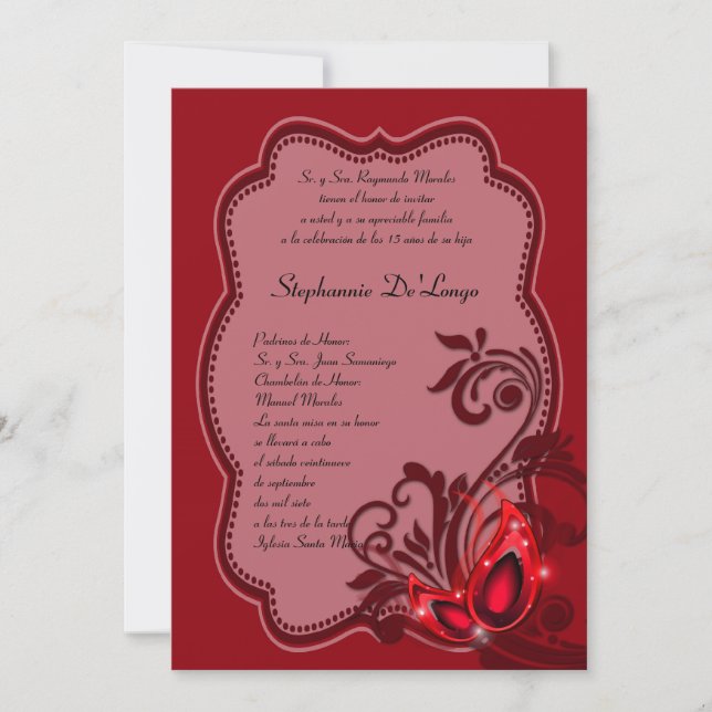 12x18 Masquerade Quinceanera Birthday Einladung (Vorderseite)