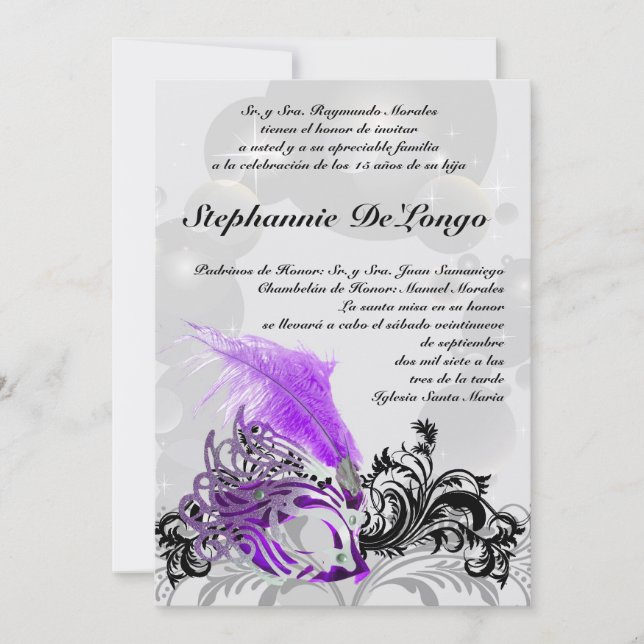 12x18 Masquerade Quinceanera Birthday Einladung (Vorderseite)