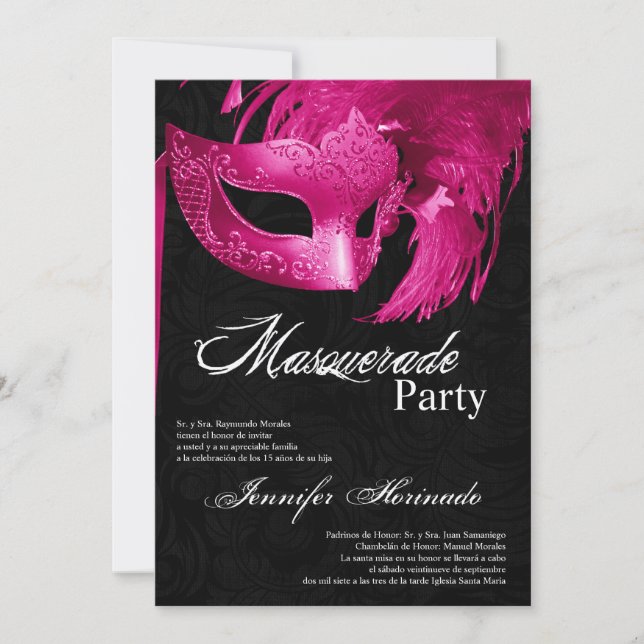 12x18 Masquerade Quinceanera Birthday Einladung (Vorderseite)