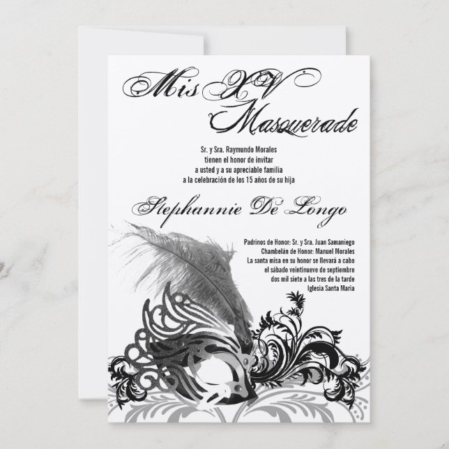 12x18 Masquerade Quinceanera Birthday Einladung (Vorderseite)