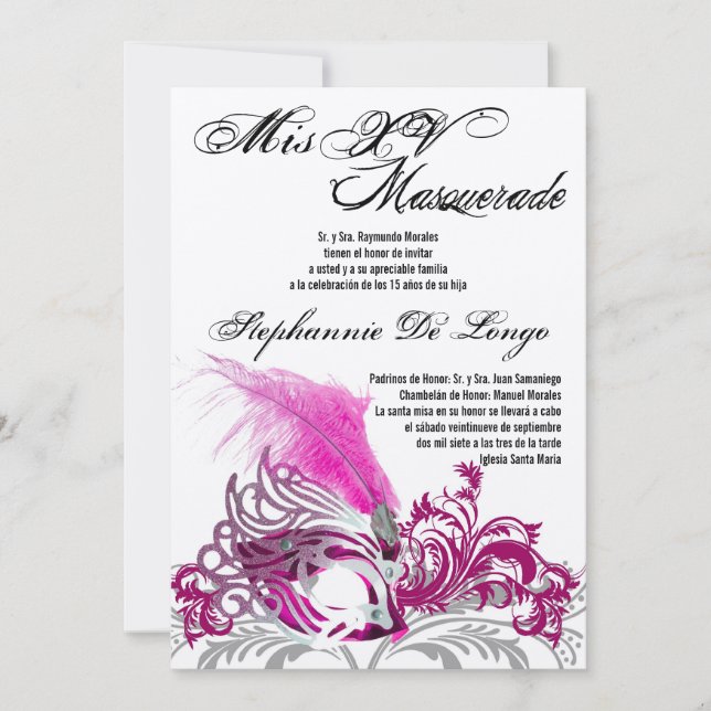 12x18 Masquerade Quinceanera Birthday Einladung (Vorderseite)