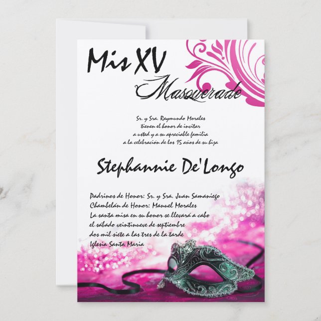 12x18 Masquerade Quinceanera Birthday Einladung (Vorderseite)