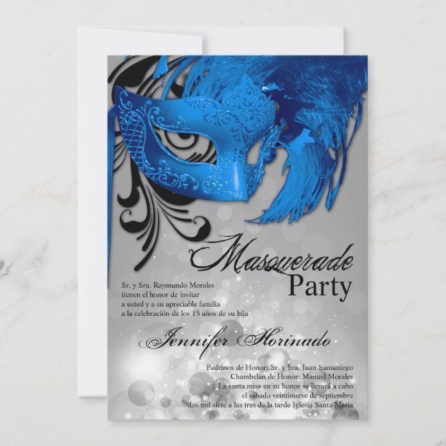 12x18 Masquerade Quinceanera Birthday Einladung (Vorderseite)
