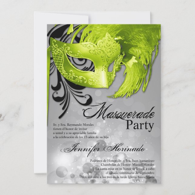 12x18 Masquerade Quinceanera Birthday Einladung (Vorderseite)