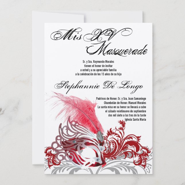 12x18 Masquerade Quinceanera Geburtstag Einladung (Vorderseite)