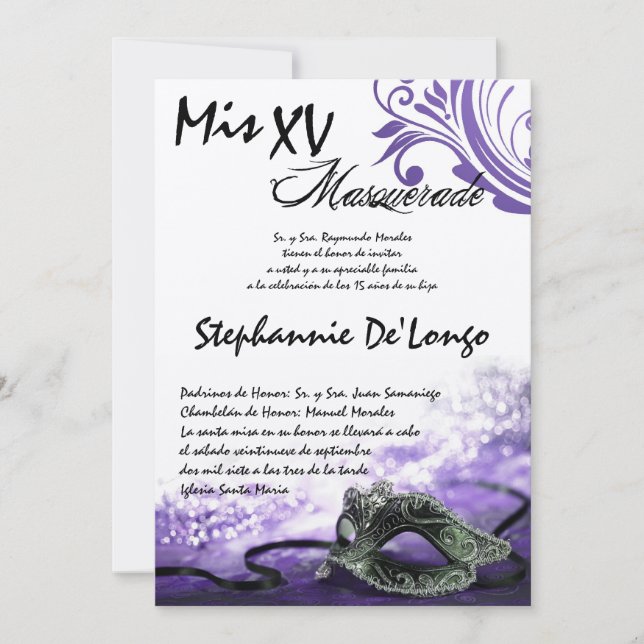 12x18 Masquerade Quinceanera Geburtstag Einladung (Vorderseite)