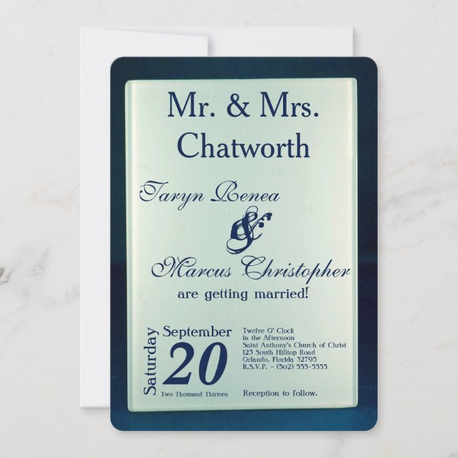 12x18 Mattierte Glasspiegel Moderne Hochzeitseinla Einladung (Vorderseite)