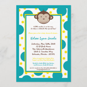 12x18 Modern Mod Monkey Babydusche Einladung